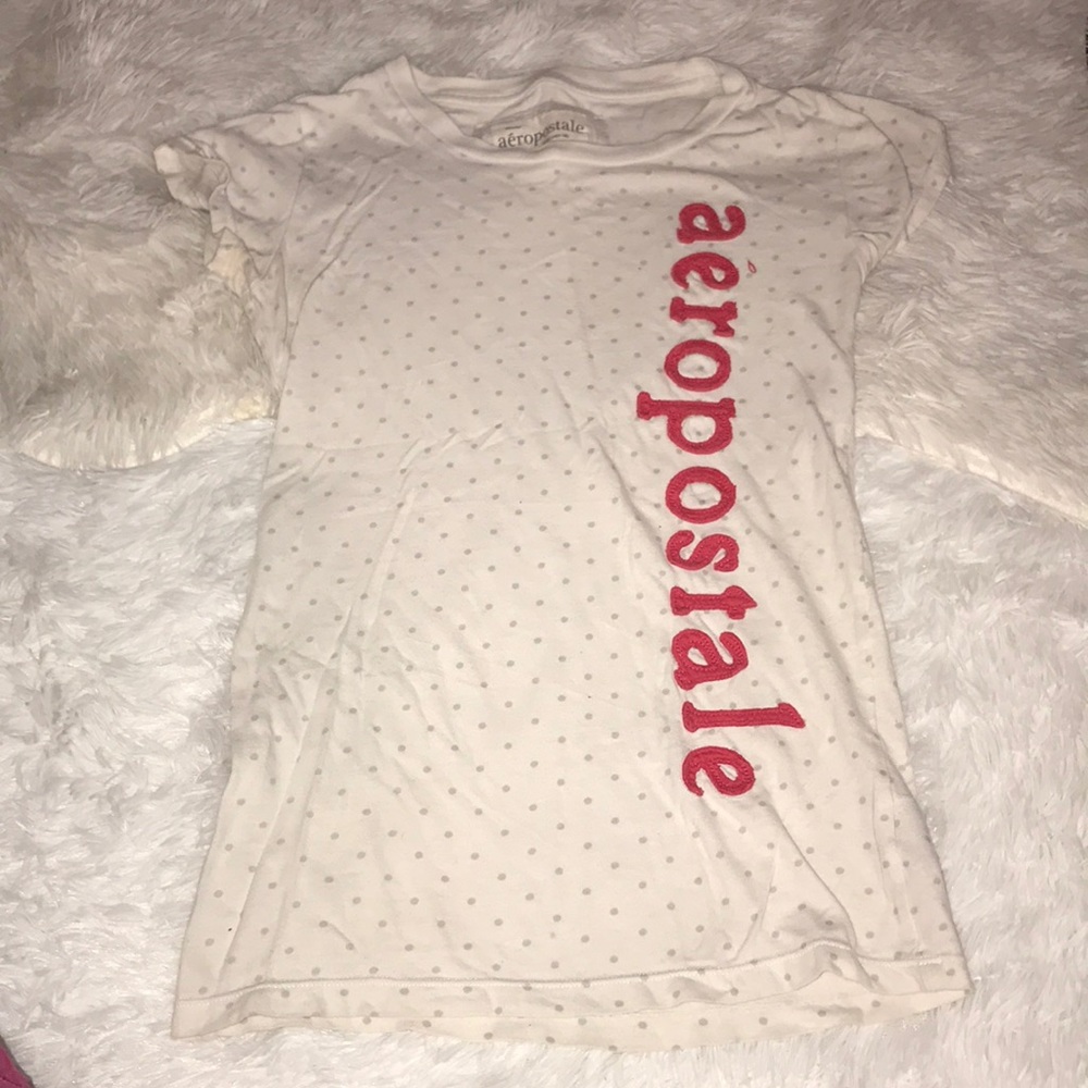 White Aeropostale Polka Dot Tee